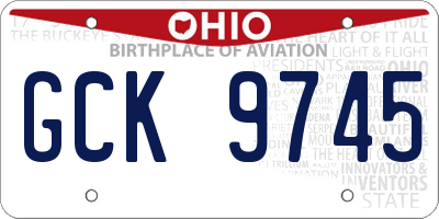 OH license plate GCK9745