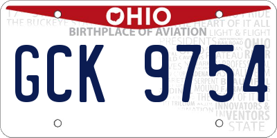 OH license plate GCK9754