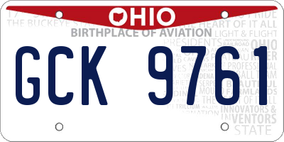 OH license plate GCK9761