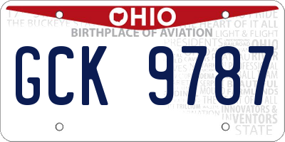 OH license plate GCK9787