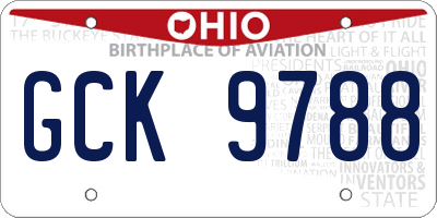 OH license plate GCK9788