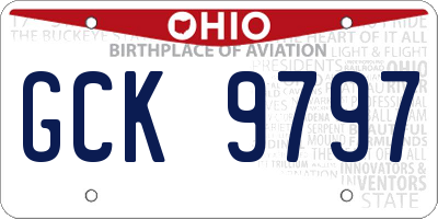 OH license plate GCK9797