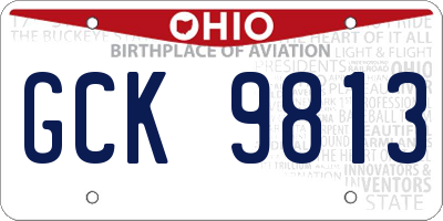 OH license plate GCK9813