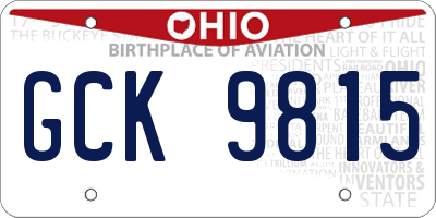 OH license plate GCK9815