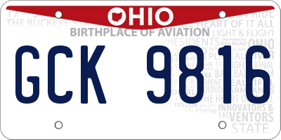OH license plate GCK9816