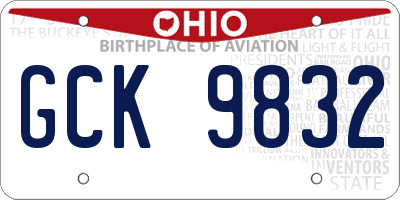 OH license plate GCK9832