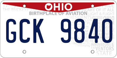 OH license plate GCK9840