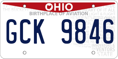 OH license plate GCK9846