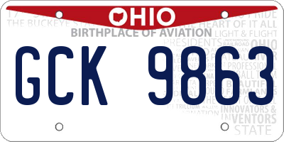 OH license plate GCK9863