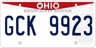 OH license plate GCK9923