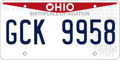 OH license plate GCK9958