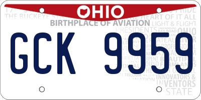 OH license plate GCK9959