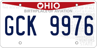 OH license plate GCK9976