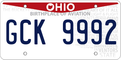 OH license plate GCK9992