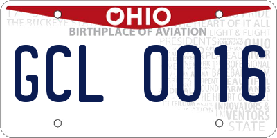 OH license plate GCL0016