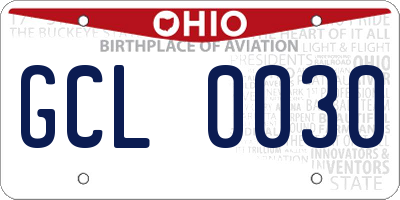 OH license plate GCL0030