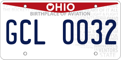 OH license plate GCL0032