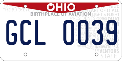 OH license plate GCL0039