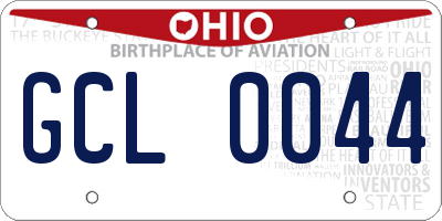 OH license plate GCL0044