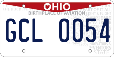 OH license plate GCL0054