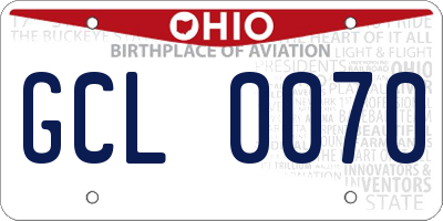 OH license plate GCL0070