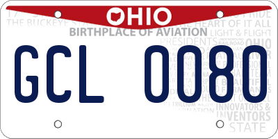OH license plate GCL0080