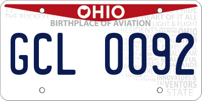 OH license plate GCL0092
