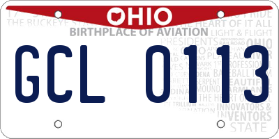 OH license plate GCL0113