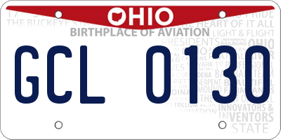 OH license plate GCL0130