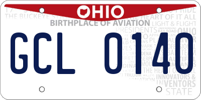 OH license plate GCL0140