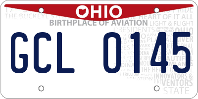 OH license plate GCL0145