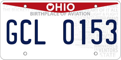 OH license plate GCL0153