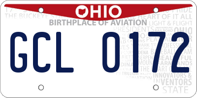 OH license plate GCL0172