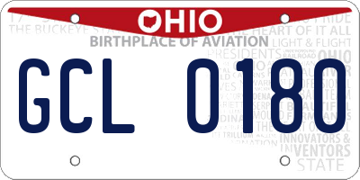 OH license plate GCL0180