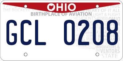 OH license plate GCL0208