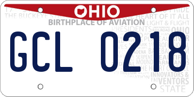 OH license plate GCL0218