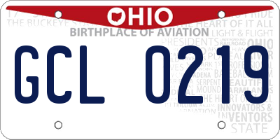 OH license plate GCL0219