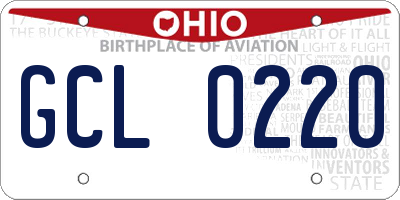OH license plate GCL0220