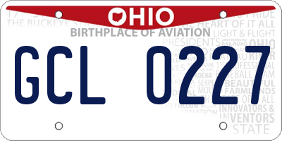 OH license plate GCL0227