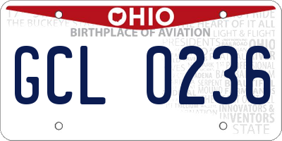 OH license plate GCL0236