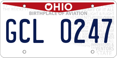 OH license plate GCL0247