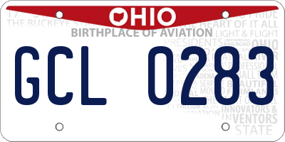 OH license plate GCL0283