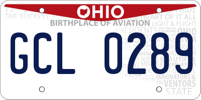 OH license plate GCL0289