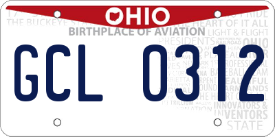 OH license plate GCL0312