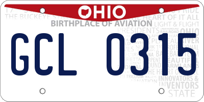 OH license plate GCL0315