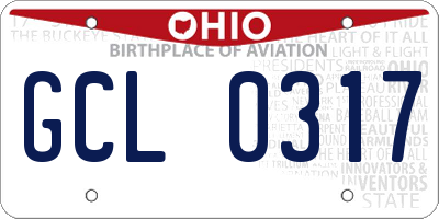 OH license plate GCL0317