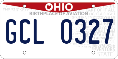 OH license plate GCL0327