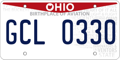 OH license plate GCL0330