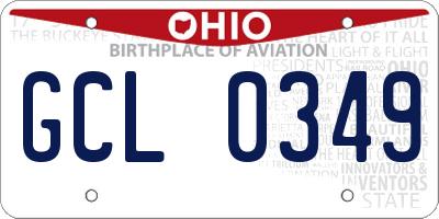 OH license plate GCL0349