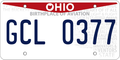 OH license plate GCL0377